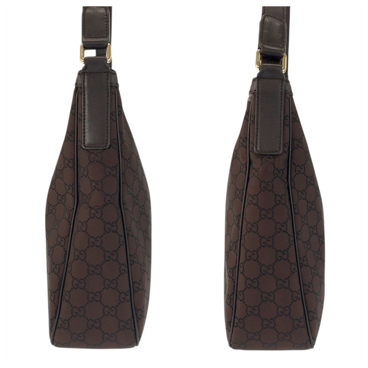 Gucci GG Pattern Brown Gold Nylon Shoulder Bag — view 8