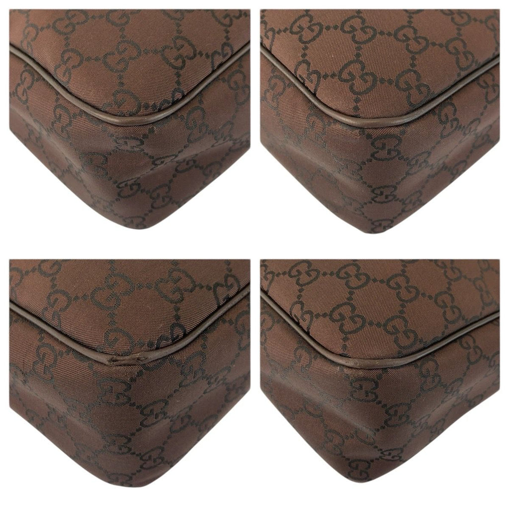 Gucci GG Pattern Brown Gold Nylon Shoulder Bag — view 4