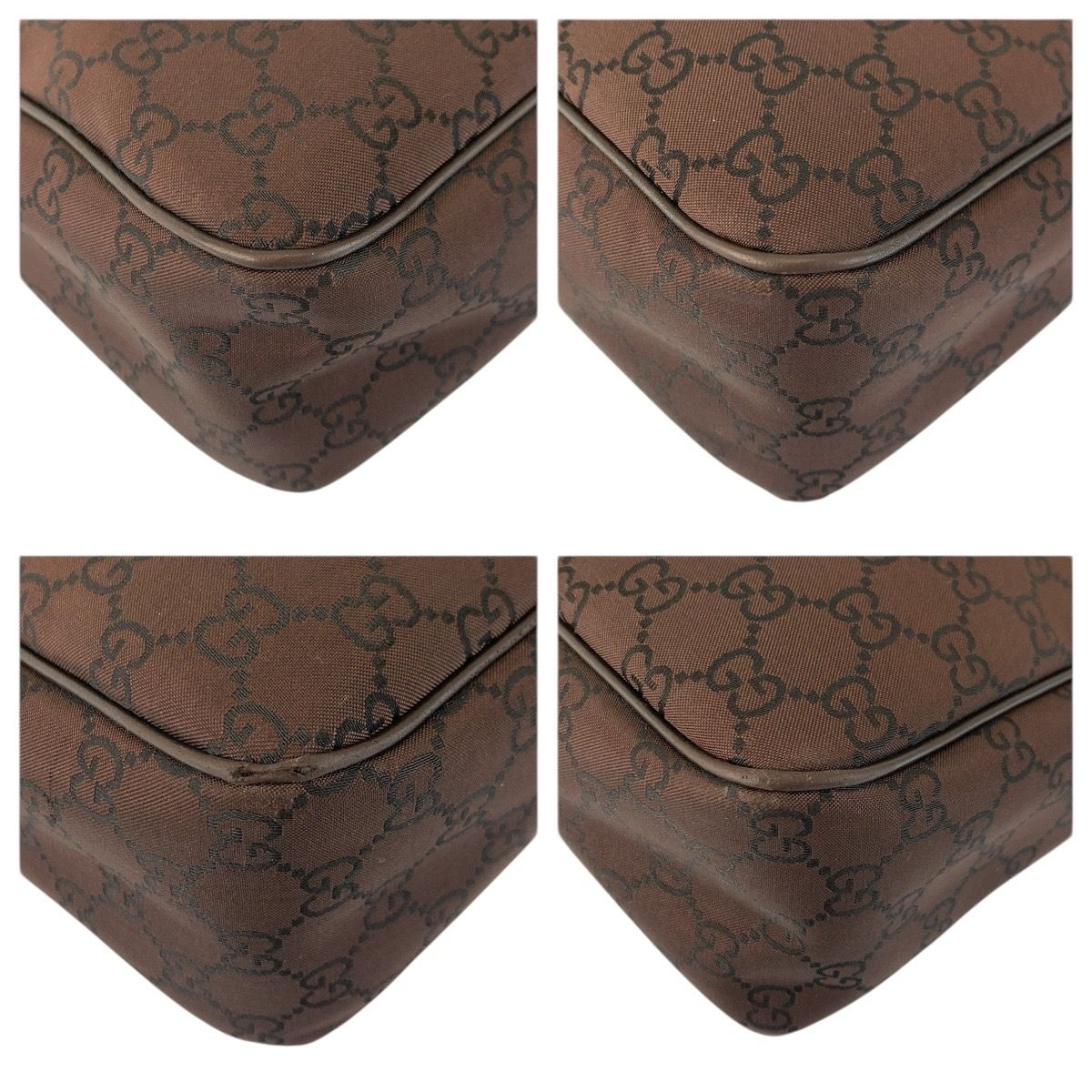 Gucci GG Pattern Brown Gold Nylon Shoulder Bag — view 4