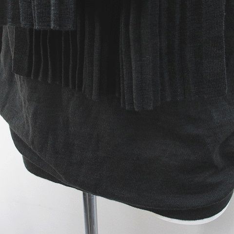 Celine Long Sleeve Knit Sweater L Gray Dark Scarf Color Pleats Made In Italy — view 6