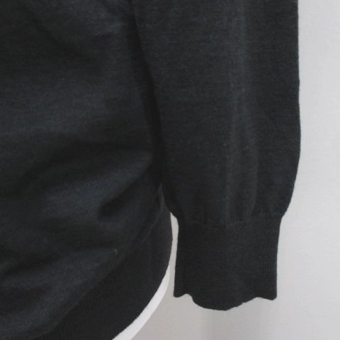 Celine Long Sleeve Knit Sweater L Gray Dark Scarf Color Pleats Made In Italy — view 7