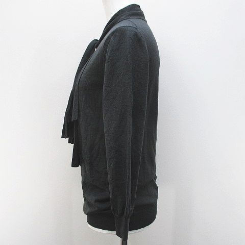 Celine Long Sleeve Knit Sweater L Gray Dark Scarf Color Pleats Made In Italy — view 4