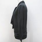Celine Long Sleeve Knit Sweater L Gray Dark Scarf Color Pleats Made In Italy — view 4