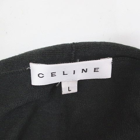 Celine Long Sleeve Knit Sweater L Gray Dark Scarf Color Pleats Made In Italy — view 3