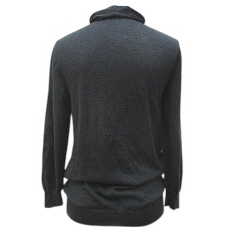 Celine Long Sleeve Knit Sweater L Gray Dark Scarf Color Pleats Made In Italy — view 2