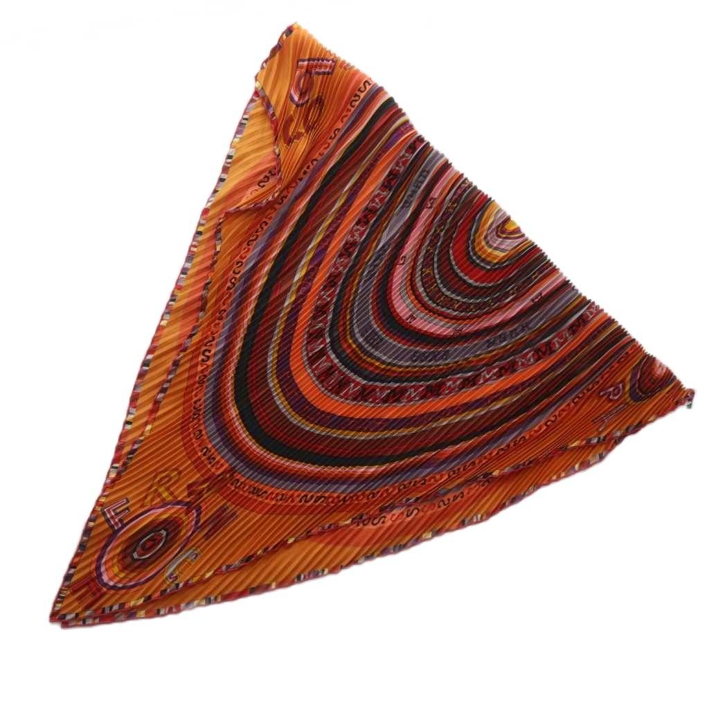 Hermes Scarf Carre 90 Pleated Silk Orange — view 4