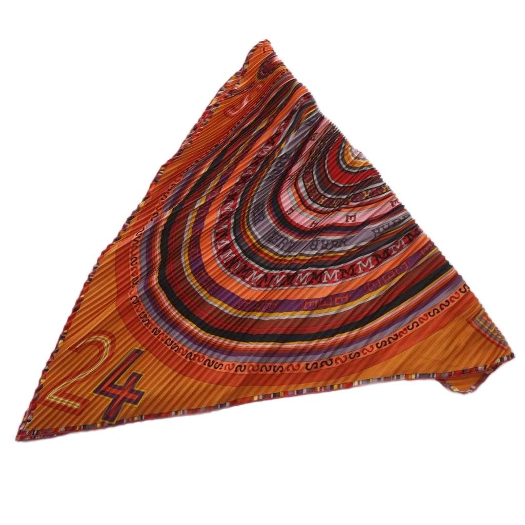 Hermes Scarf Carre 90 Pleated Silk Orange — view 5