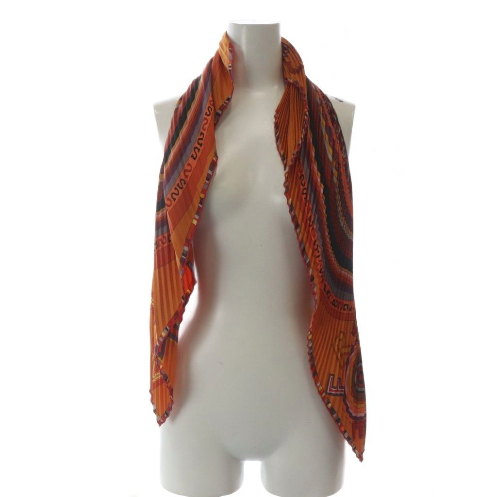 Hermes Scarf Carre 90 Pleated Silk Orange — view 2