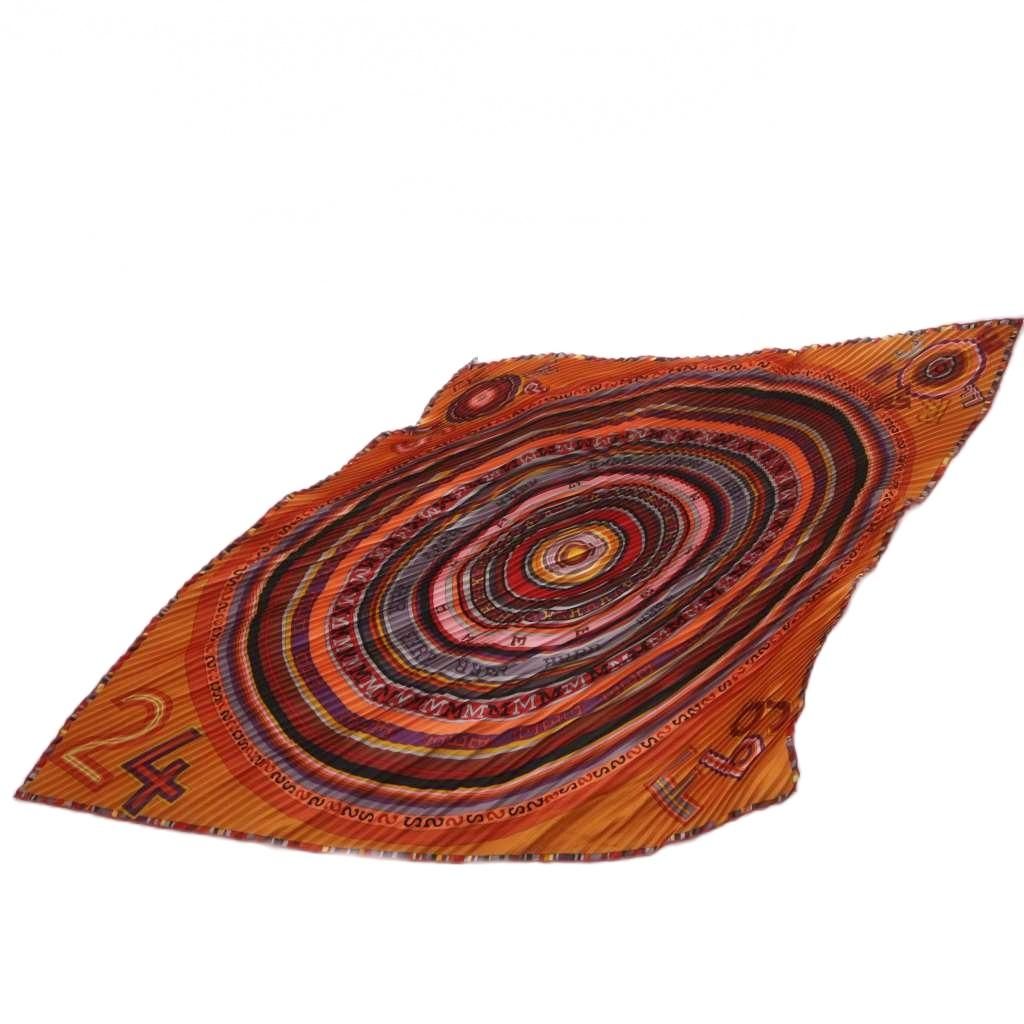 Hermes Scarf Carre 90 Pleated Silk Orange — view 6