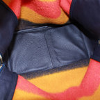 Hermes Victoria Leather Wool Yellow Orange Navy Shoulder Bag Gold — view 9