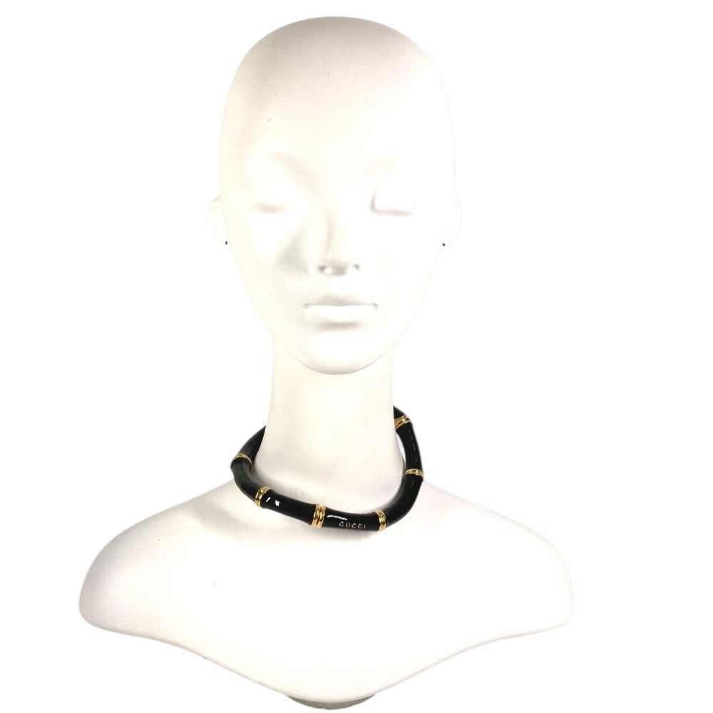 Gucci Necklace Bamboo Logo Choker Aluminum Black — view 7