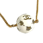 Chanel Necklace Soccer Ball Logo CC Metal White — view 3