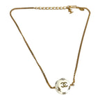 Chanel Necklace Soccer Ball Logo CC Metal White — view 2