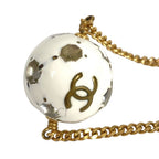 Chanel Necklace Soccer Ball Logo CC Metal White — view 7