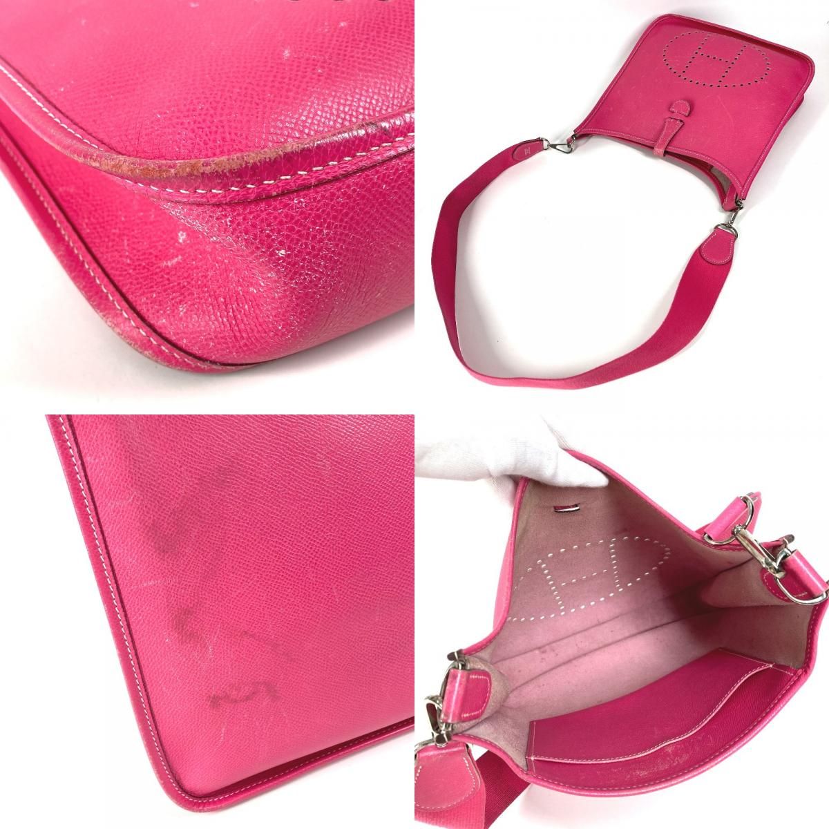 Hermes Shoulder Bag Evelyne 1 PM Epsom Rose Tyrian Pink — view 7