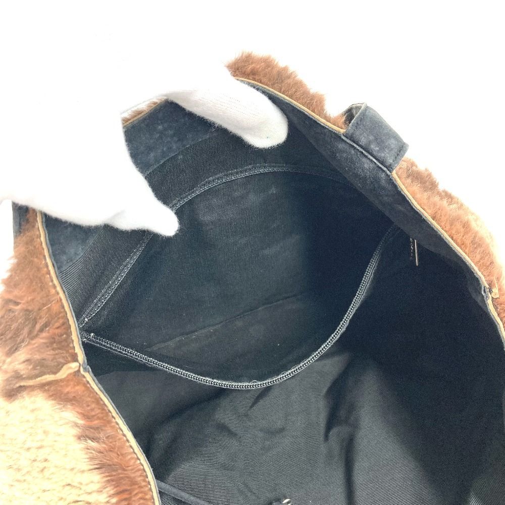 Chanel Tote CC Logo Rabbit Fur Brown — view 5