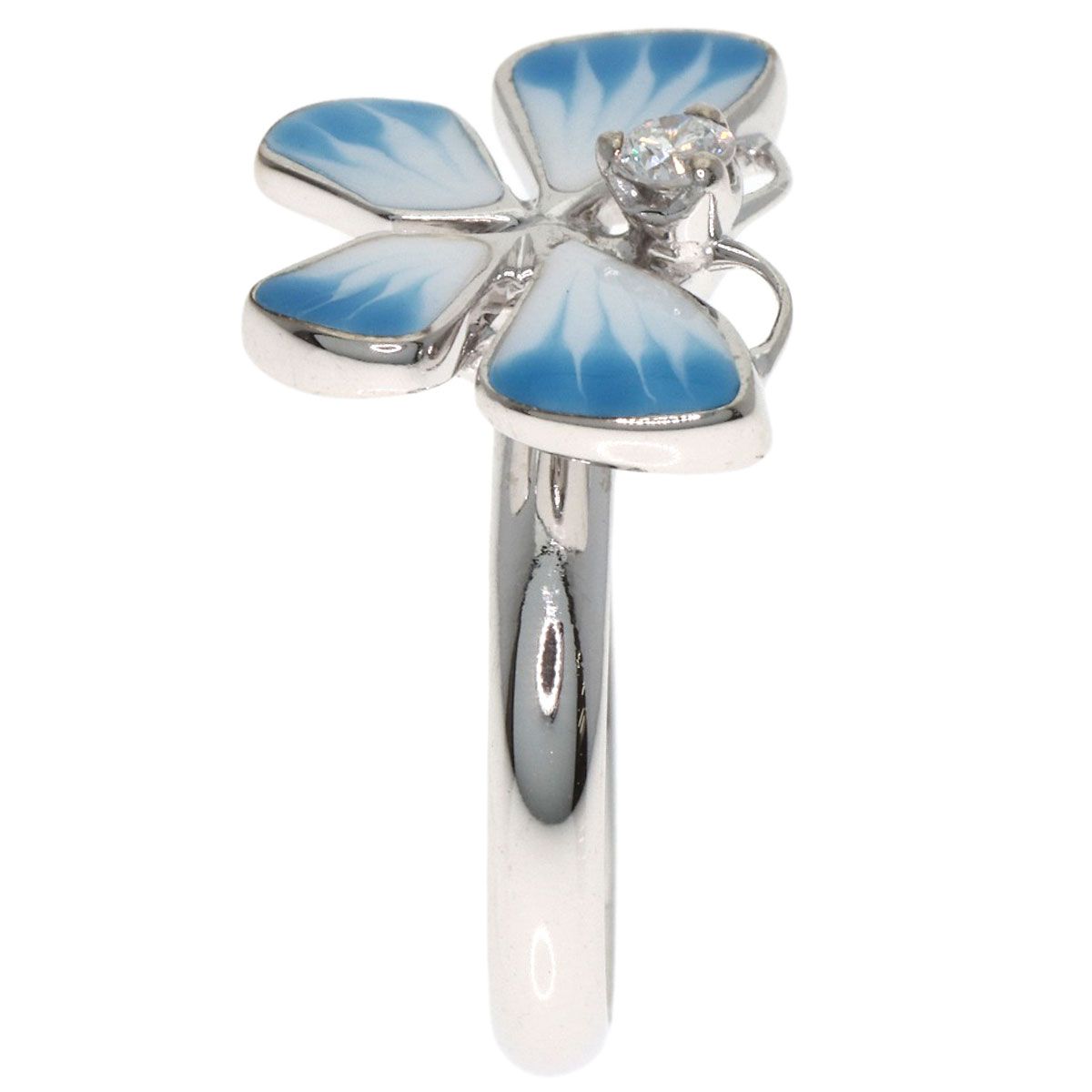 Dior Butterfly Motif Diamond Pinky Ring 18k White Gold — view 4