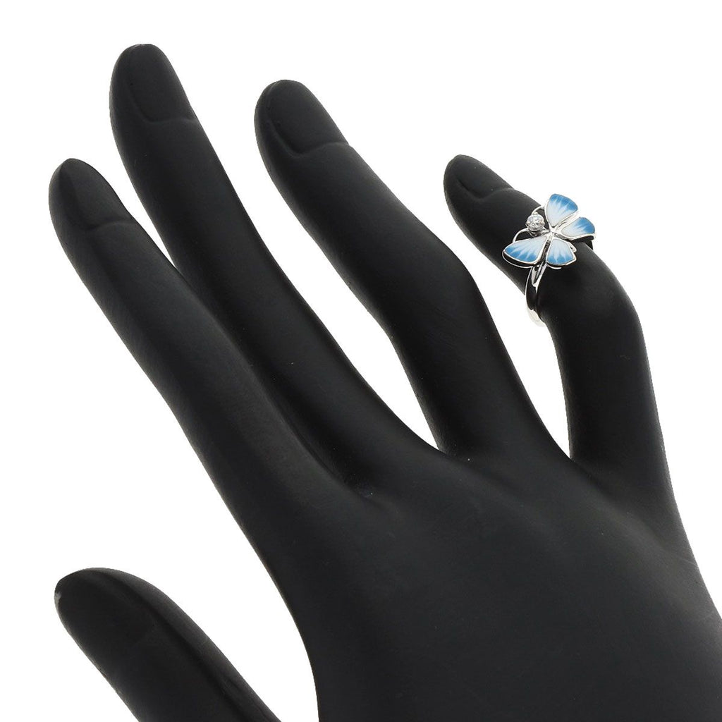 Dior Butterfly Motif Diamond Pinky Ring 18k White Gold — view 7