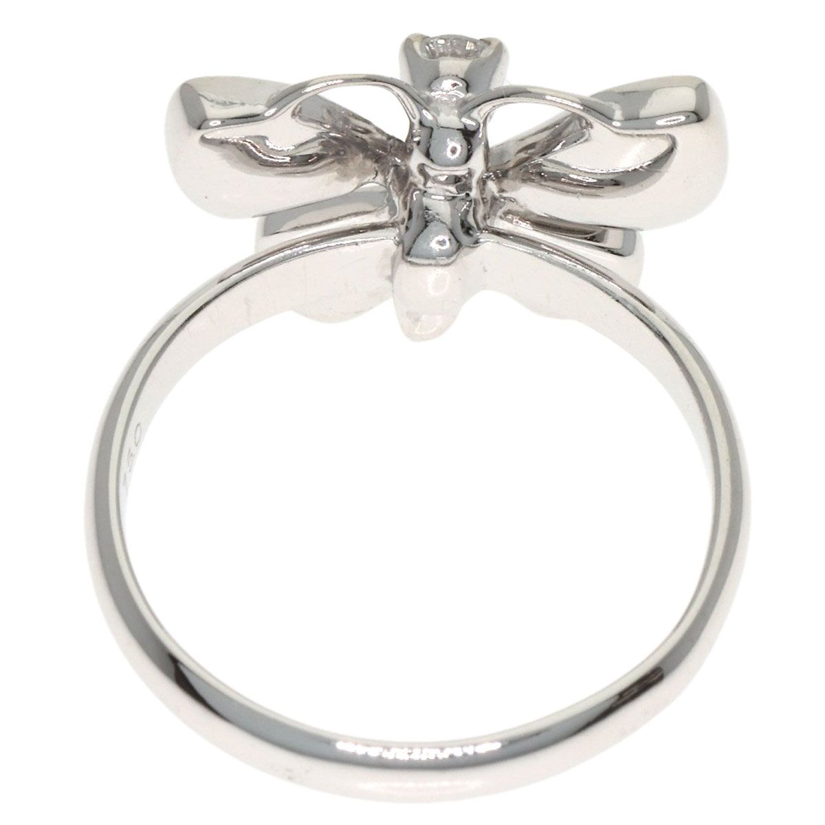 Dior Butterfly Motif Diamond Pinky Ring 18k White Gold — view 5