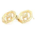 Chanel CC Logo Octagon Strass Rhinestone Earrings Gold — view 4