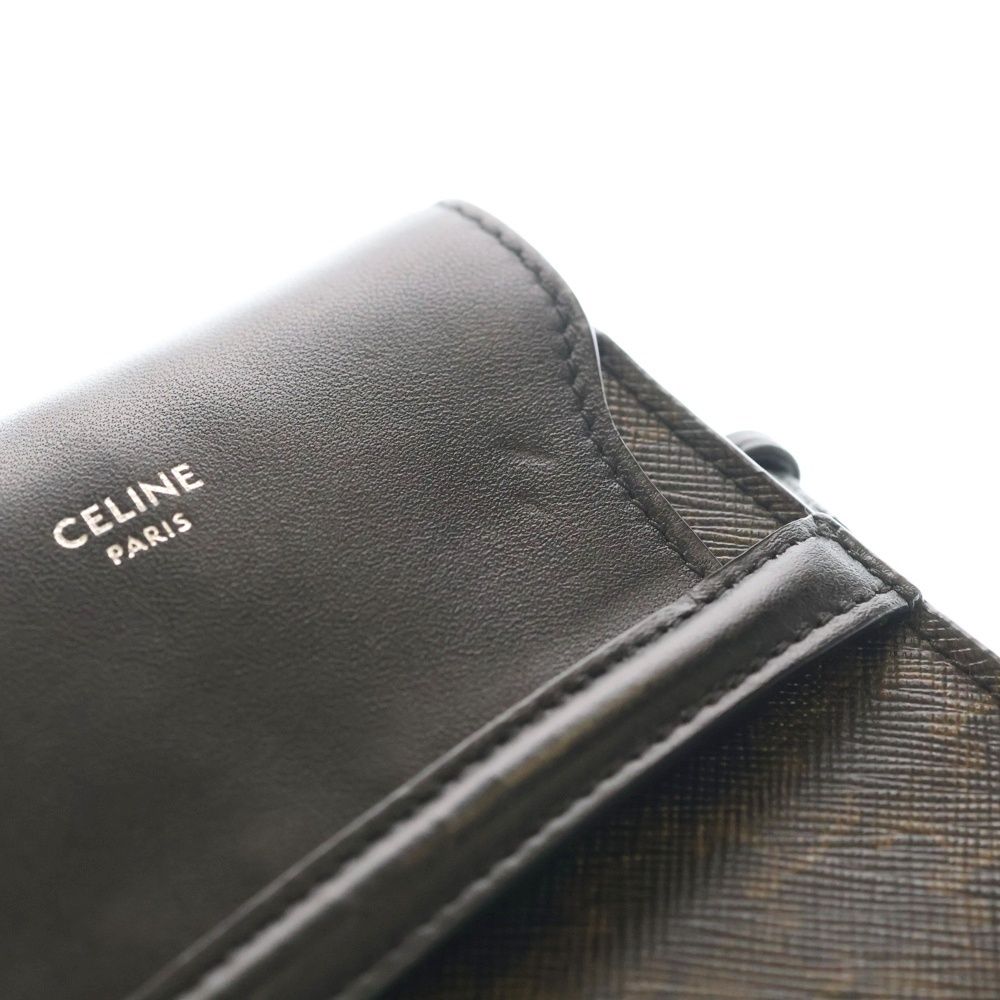Celine Triomphe Phone Pouch Mini Shoulder Bag Black Leather — view 5