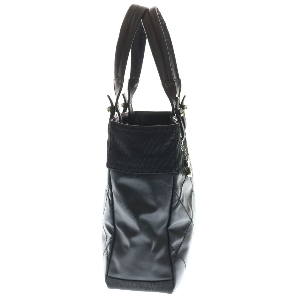 Chanel Paris Biarritz PM Quilted Tote Black Leather Canvas Silver — view 3