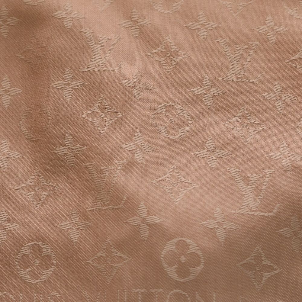 Louis Vuitton Monogram Shawl Scarf Pink Beige Silk Wool — view 2