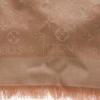 Louis Vuitton Monogram Shawl Scarf Pink Beige Silk Wool — view 3