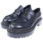 Prada Triangle Logo Oxford Leather Loafers Black — view 2