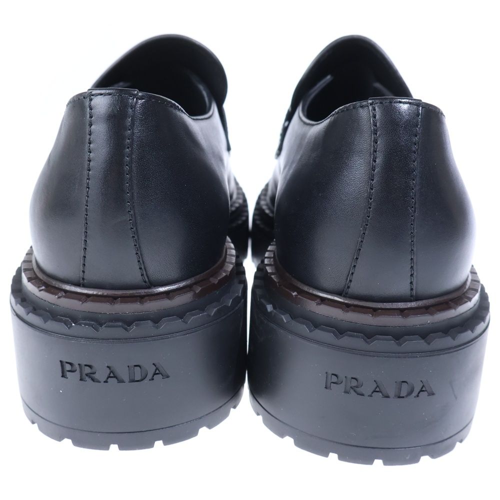 Prada Triangle Logo Oxford Leather Loafers Black — view 3