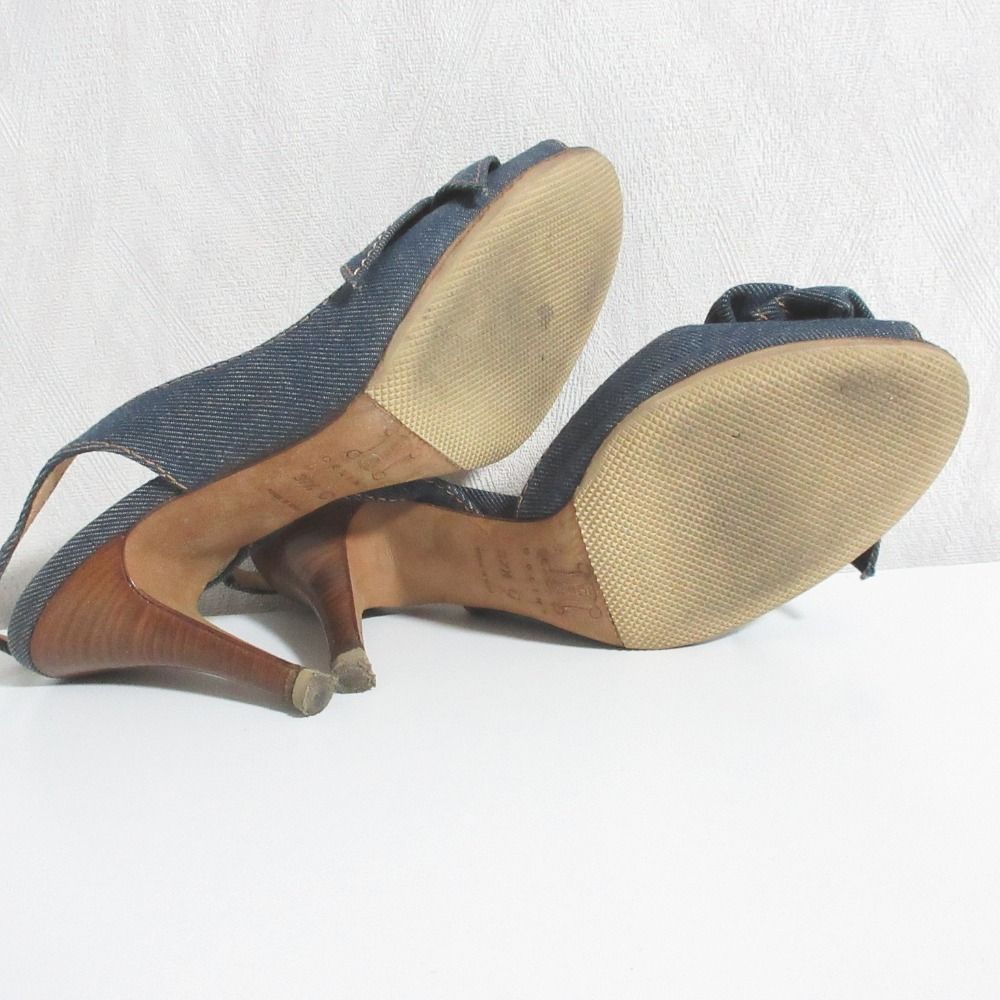 Celine Denim Ribbon Back Strap Sandals 37.5 Indigo — view 9