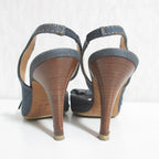 Celine Denim Ribbon Back Strap Sandals 37.5 Indigo — view 4