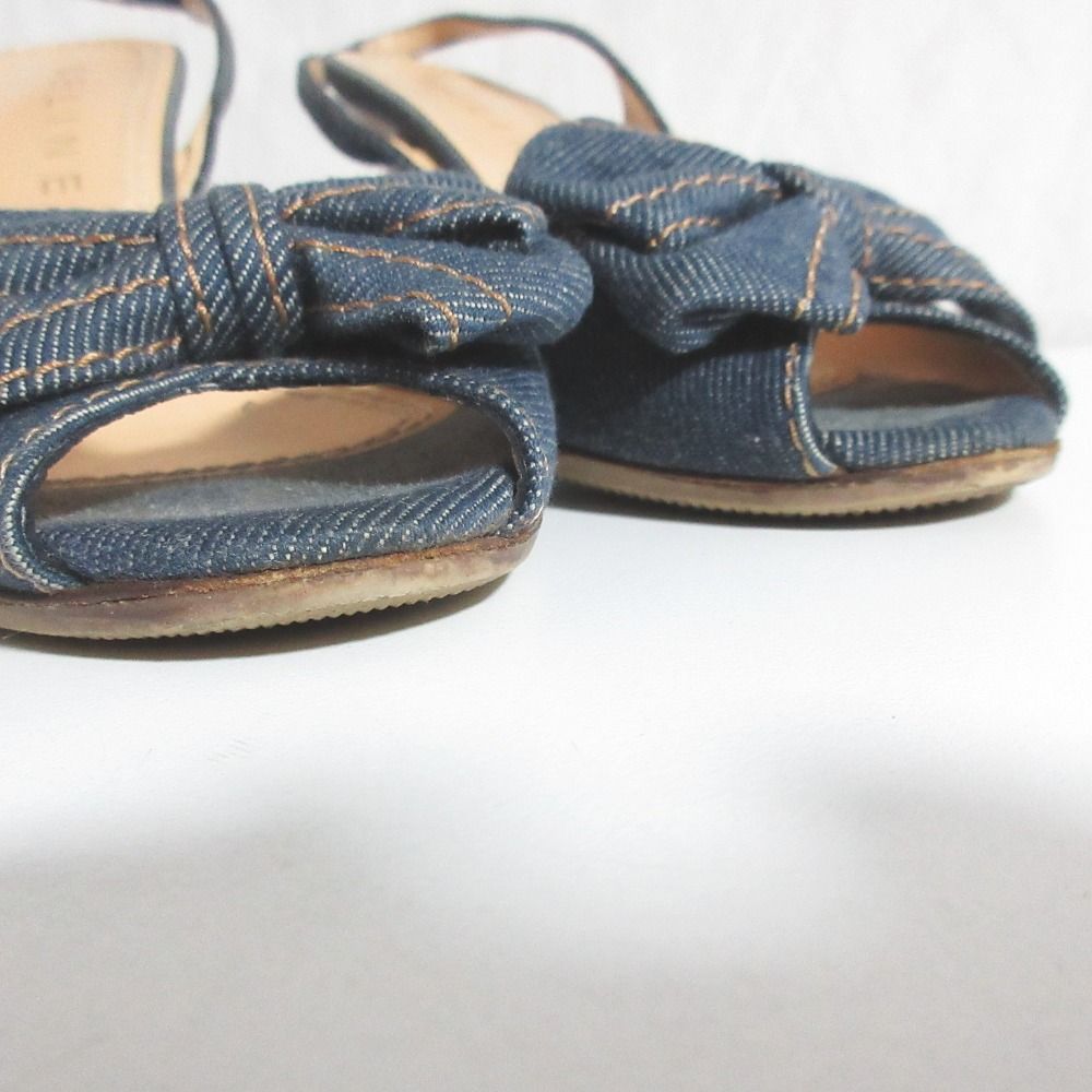 Celine Denim Ribbon Back Strap Sandals 37.5 Indigo — view 2