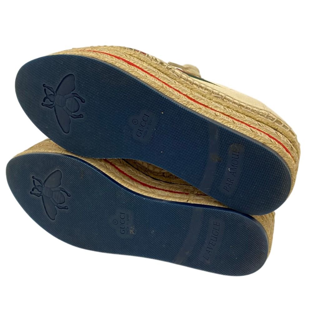 Gucci Logo Webline Espadrilles Shoes 34.5 Light Beige — view 7