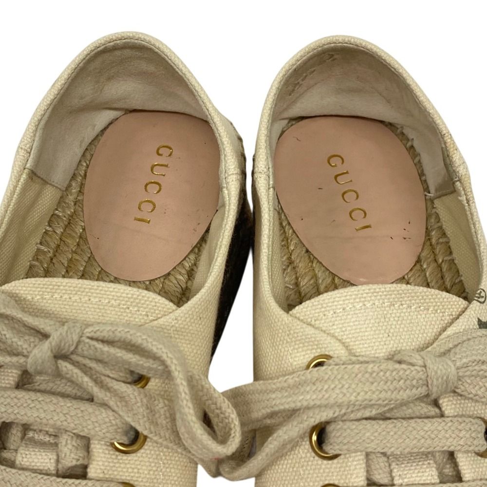 Gucci Logo Webline Espadrilles Shoes 34.5 Light Beige — view 6