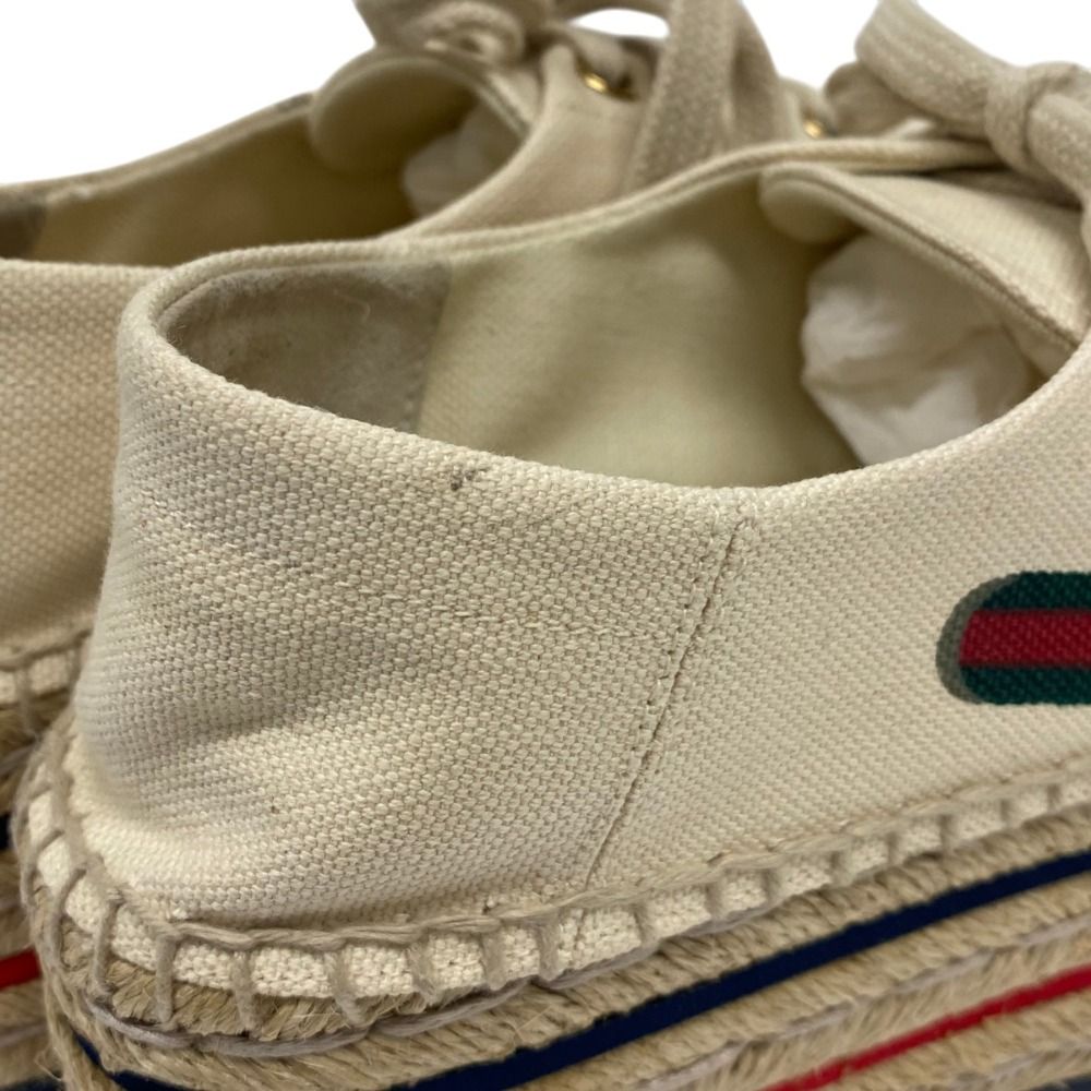 Gucci Logo Webline Espadrilles Shoes 34.5 Light Beige — view 9