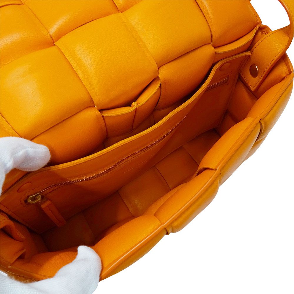 Bottega Veneta Cassette Shoulder Bag Leather Orange Crossbody Braided — view 6