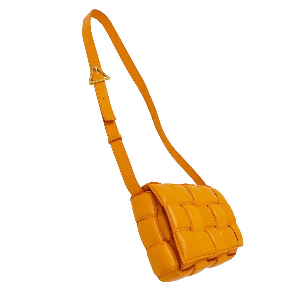 Bottega Veneta Cassette Shoulder Bag Leather Orange Crossbody Braided — view 4