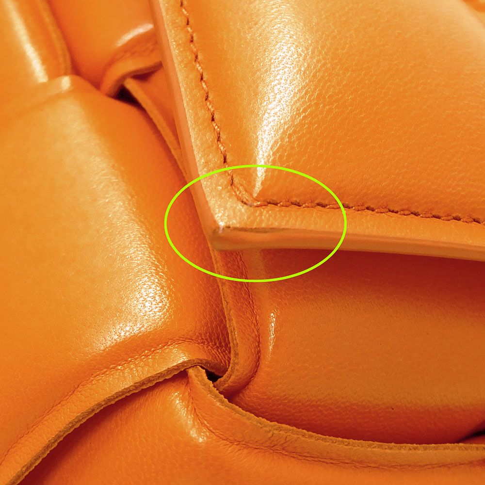 Bottega Veneta Cassette Shoulder Bag Leather Orange Crossbody Braided — view 8