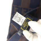 Fendi Scarf Zucca Pattern Pecan Wool Navy — view 6