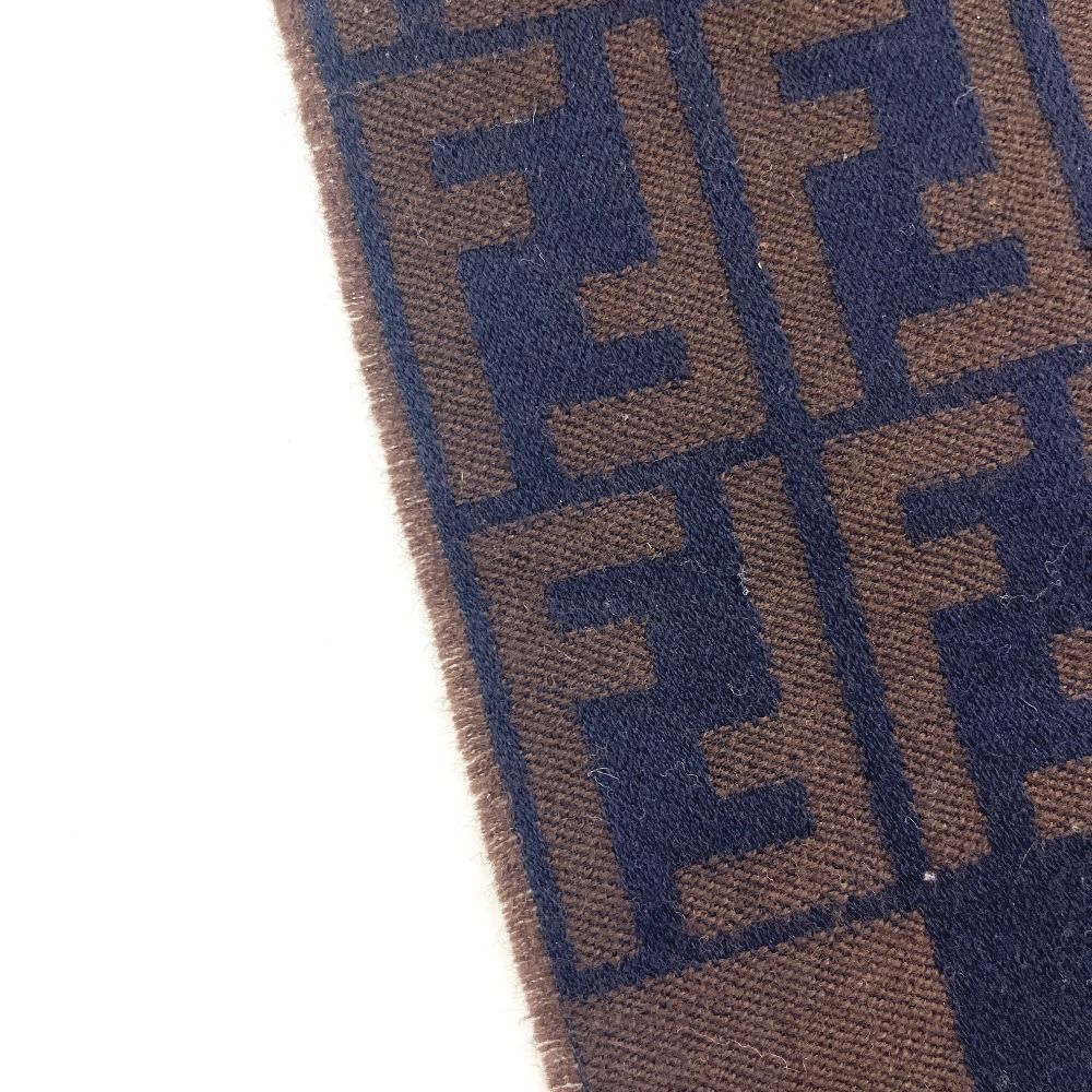 Fendi Scarf Zucca Pattern Pecan Wool Navy — view 7