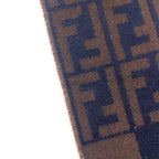 Fendi Scarf Zucca Pattern Pecan Wool Navy — view 7