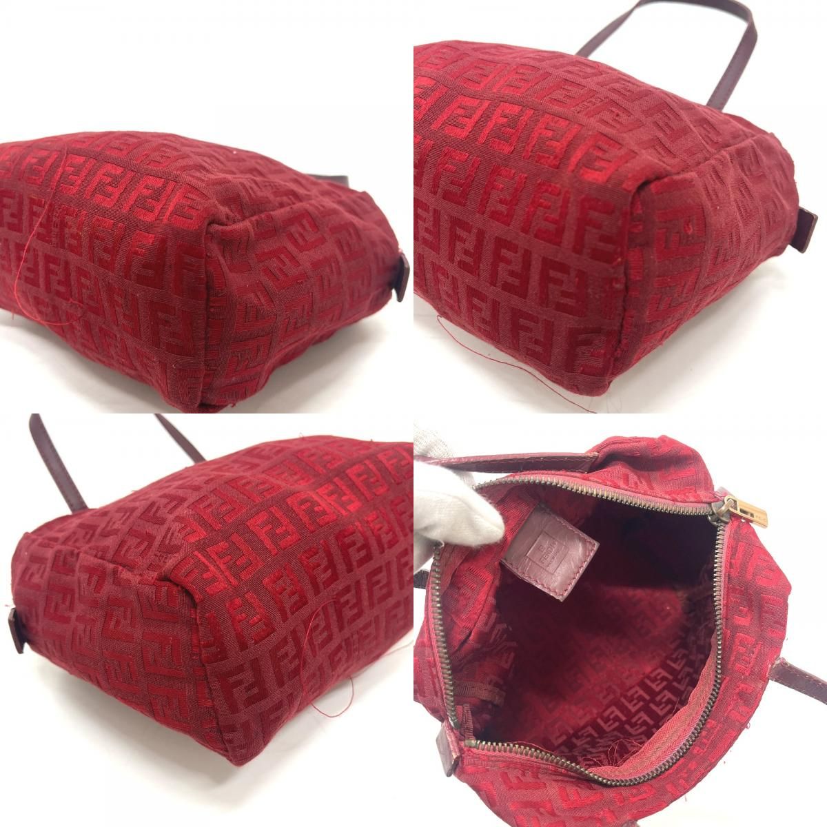 Fendi Handbag Zucca Pattern Canvas Red — view 7