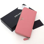Prada Saffiano Zip Around Wallet Petalo 1 Pink — view 2