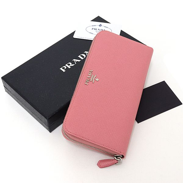 Prada Saffiano Zip Around Wallet Petalo 1 Pink — view 2