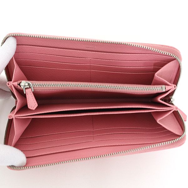 Prada Saffiano Zip Around Wallet Petalo 1 Pink — view 4