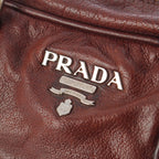 Prada Washed Leather Mini Boston Bag Brown — view 7