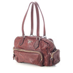 Prada Washed Leather Mini Boston Bag Brown — view 2