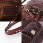 Prada Washed Leather Mini Boston Bag Brown — view 8