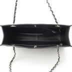 Chanel 23k Caviar Leather Quilted CC Logo Chain Tote Black Silver — view 7